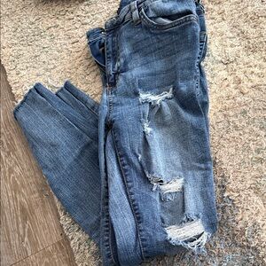 Hot Kiss Ripped Blue Skinny Jeans